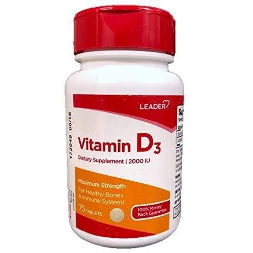 Leader Vitamin D3 2000 IU Dietary Supplement, 75 Tablets