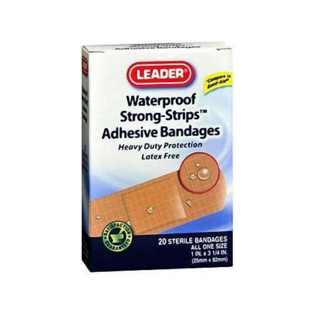 Leader Waterproof Strong Strips Adhesive Bandages, 1" x 3 1/4", 20 Count UPC: 096295123944*