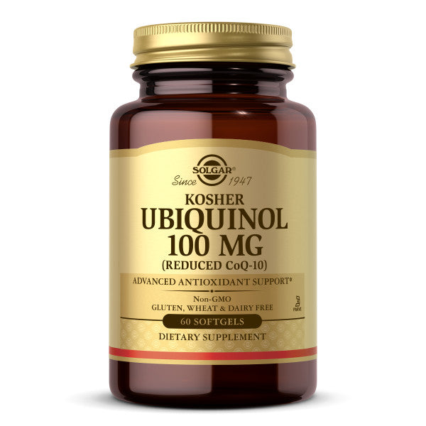 Solgar Kosher Ubiquinol 100mg, 60 Softgels - Advanced Antioxidant Support - Heart Health - Reduced Coenzyme Q10 (CoQ-10) - Non-GMO, Gluten Free, Dairy Free, Kosher - 60 Servings