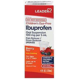 Leader Children's Oral Suspension, 100mg Ibuprofen, Berry Flavored, 4 fl. oz*