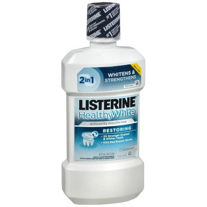 Listerine Healthy White Restoring Anticavity Mouthrinse, Clean Mint -16 Oz