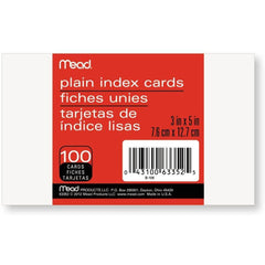 Mead Index Cards, Note Cards, Plain, 100 Cards, 3