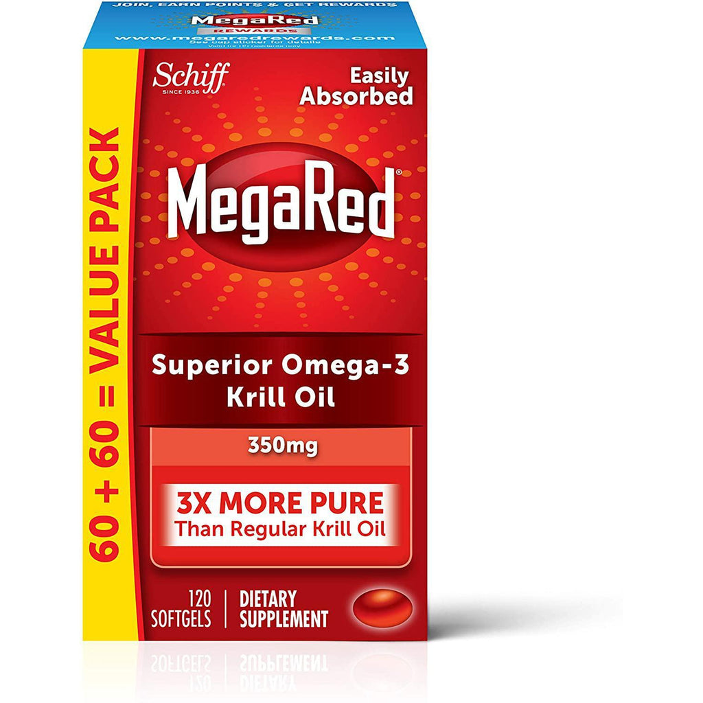 MegaRed Omega 3 Krill Oil 350mg Supplement, 120 Softgels