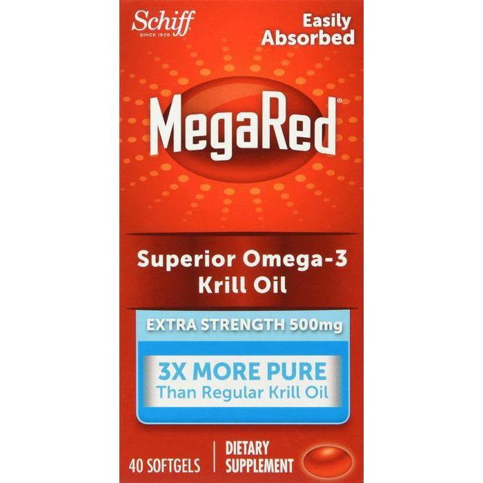 MegaRed Omega 3 Krill Oil Extra Strength 500mg Supplement, 40 Softgels