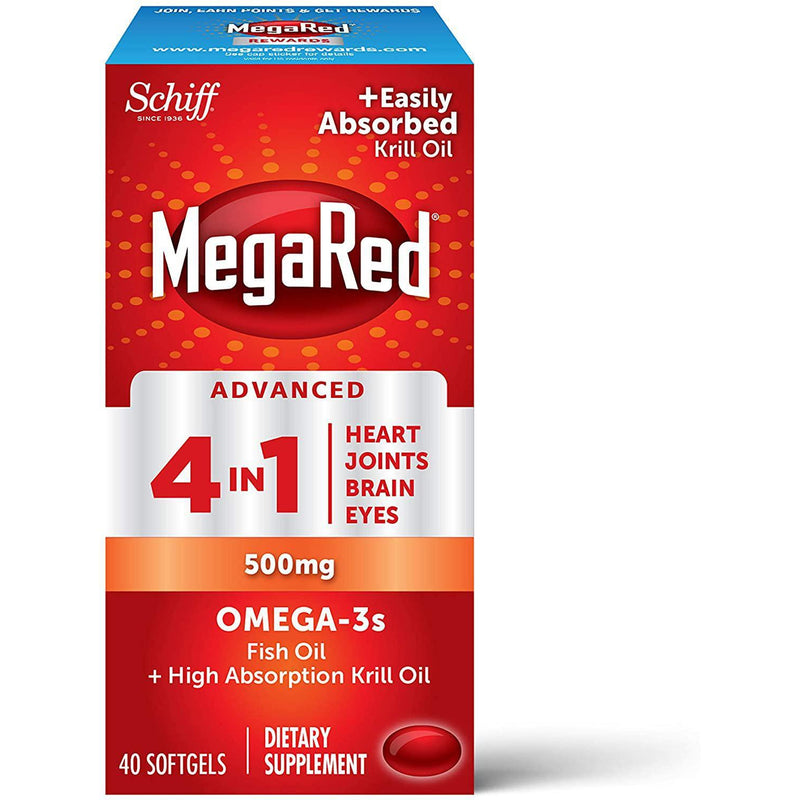 MegaRed Advanced 4in1 Omega-3 Fish Oil + High Absorption Krill Oil 500mg, 40 Softgels