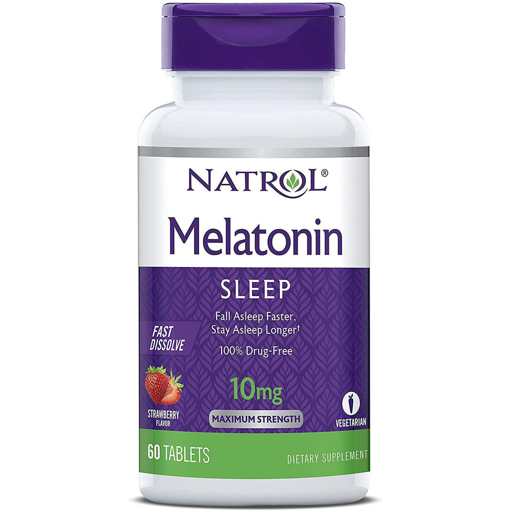 Natrol Melatonin Fast Dissolve Tablets, Strawberry Flavor, 10mg, 60 Count