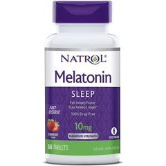 Natrol Melatonin Fast Dissolve Tablets, Strawberry Flavor, 10mg, 60 Count