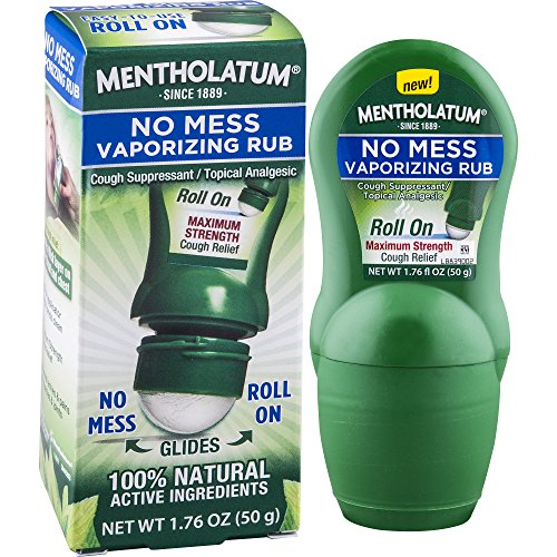Mentholatum No Mess Vaporizing Rub Roll-On, 1.76 oz - Cough Suppresant, Topical Analgesic
