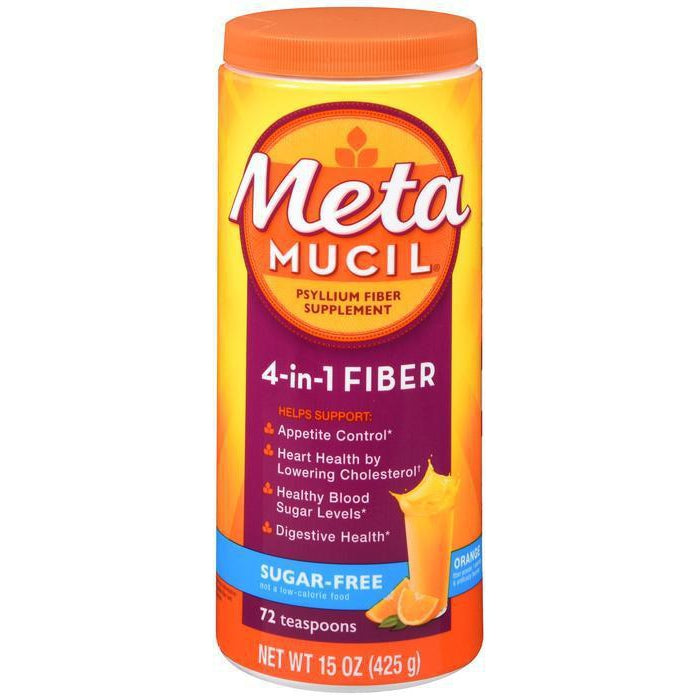 Metamucil Fiber, 4-in-1 Orange SugarFree Powder - 72 tablespoons