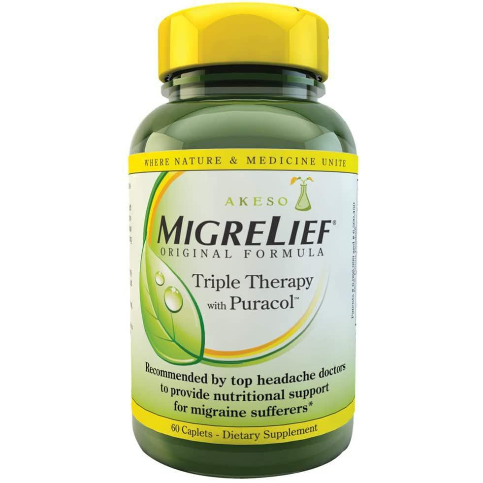 MigreLief Original Formula Triple Therapy with Puracol Caplets, 60 Count