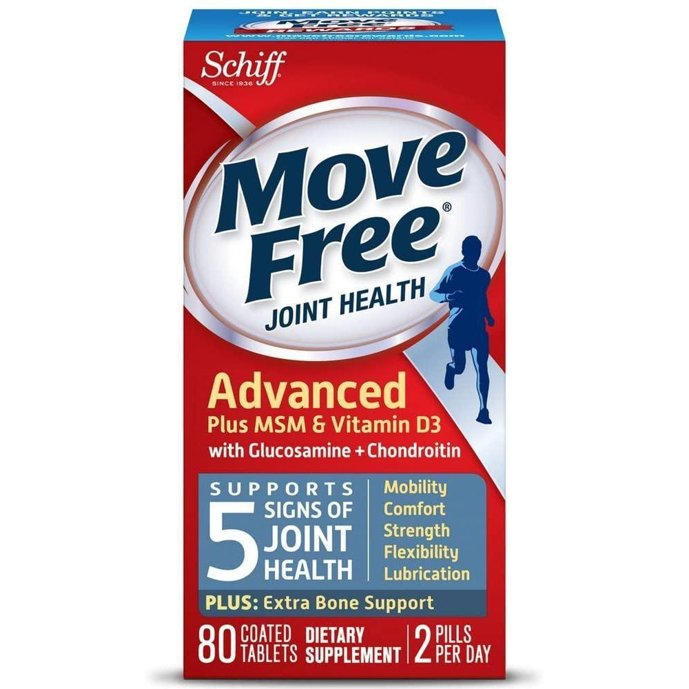 Move Free Advanced Plus MSM and Vitamin D3, Joint Health Supplement with Glucosamine and Chondroitin, 80 coated tablets