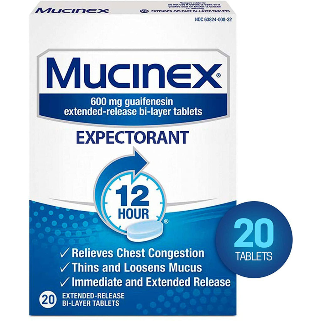 Mucinex 12-Hour Chest Congestion Expectorant Tablets, 600 mg, 20 Extended Release Tablets