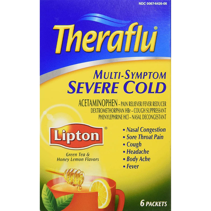 Theraflu Multi Symptom Severe Cold w/Lipton-Honey Lemon, 6 COUNT