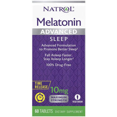Natrol Melatonin Advanced Sleep Tablets with Vitamin B6, 2-Layer Controlled Release, 10 mg, Tablets, 60 Count