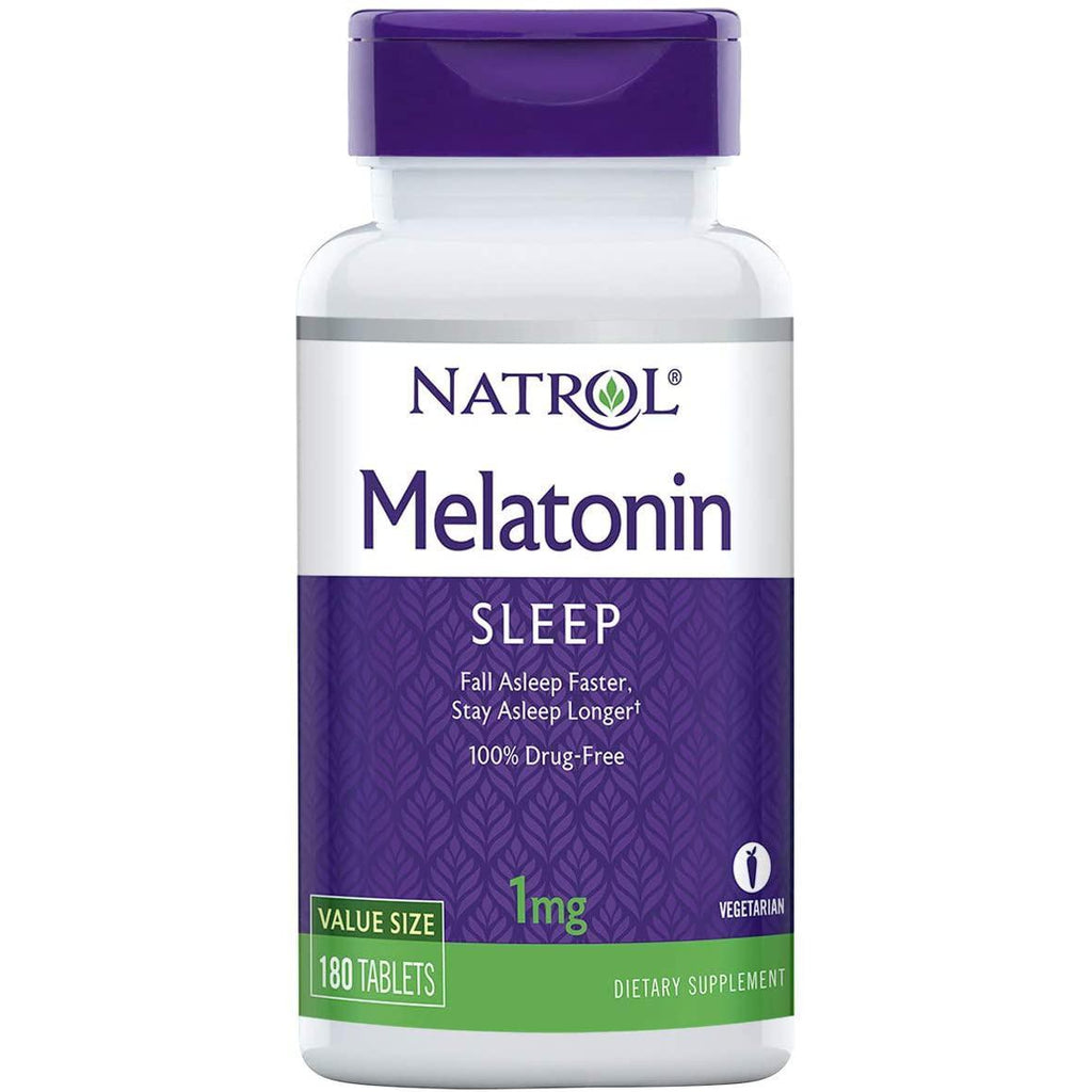 Natrol Melatonin Tablets, Helps You Fall Asleep Faster, Stay Asleep Longer, 1 mg, Tablets, 180 Count