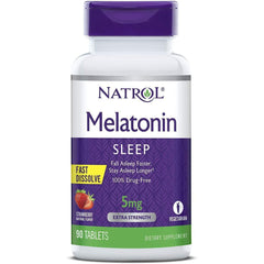 Natrol Melatonin Fast Dissolve Tablets, Strawberry Flavor, 5 mg, Tablets, 90 Count