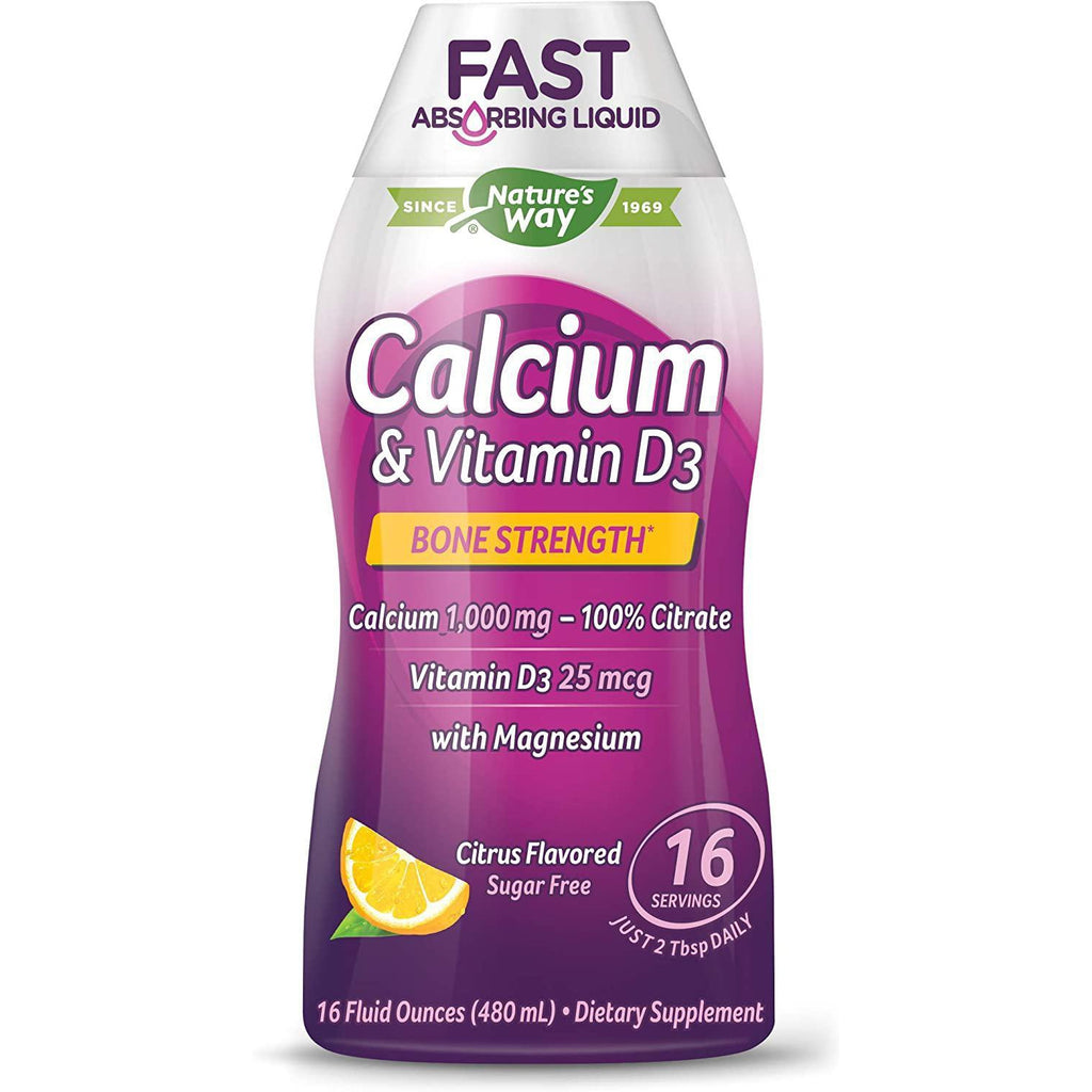 Nature's Way Liquid Calcium and Vitamin D3 Bone Strength, Citrus Flavor, 16 Ounces