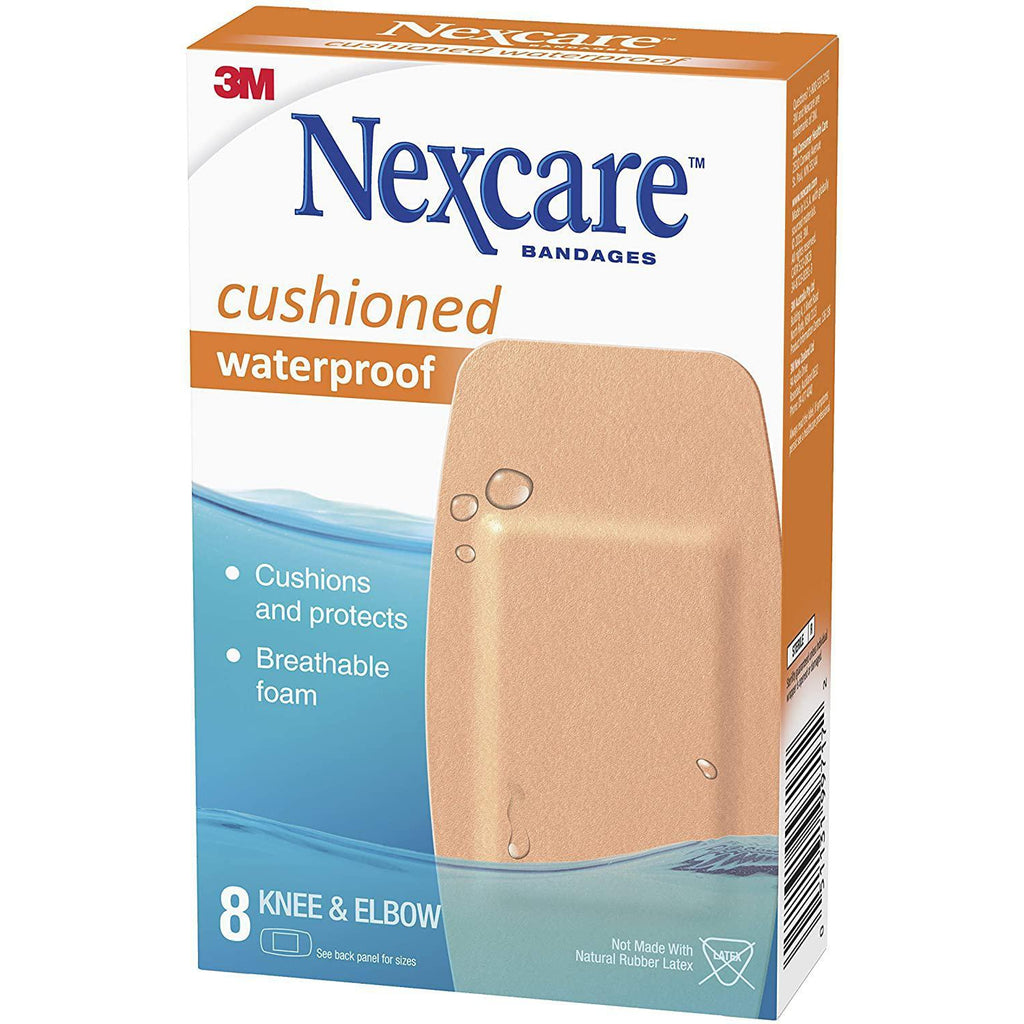 Nexcare Cushioned Waterproof Foam Bandage, Knee and Elbow, 7/8" x 4", 8 Bandages