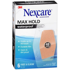 Nexcare Max Hold Waterproof Bandages, Clear, Knee & Elbow, 2.38