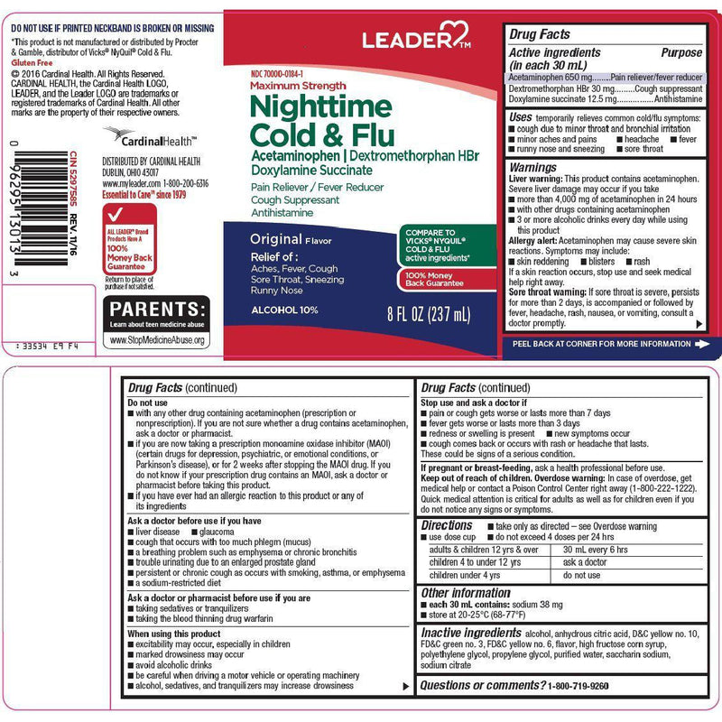 Leader Nighttime Cold & Flu Relief, 355mL in 1 Bottle (12 fl oz)