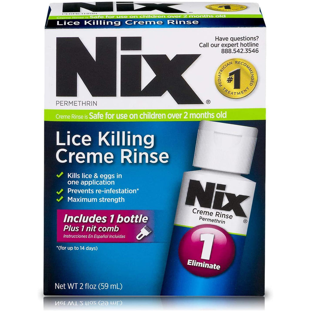 Nix Lice Killing Creme Rinse, Includes Nit Removal Comb, 2 Fl Oz