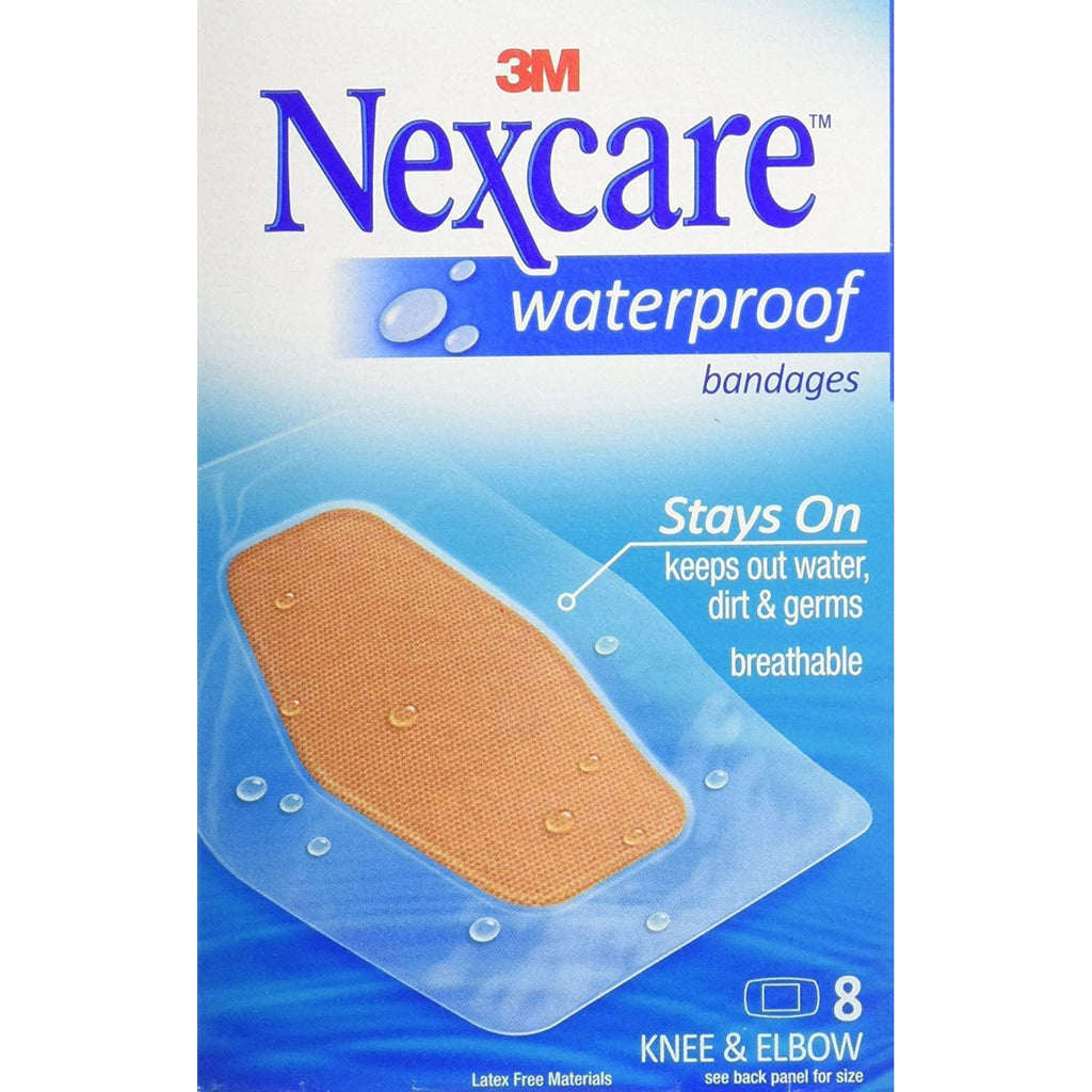 Nexcare Waterproof Bandages for Knee and Elbow, 2 3/8" x 3 1/2", 8 Bandages