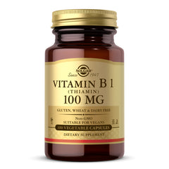 Solgar Vitamin B1 (Thiamin) 100 mg, 100 Vegetable Capsules - Energy Metabolism, Healthy Nervous System, Overall Well-Being - Non-GMO, Vegan, Gluten Free, Dairy Free - 100 Servings