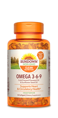 Sundown Omega 3-6-9 Flaxseed and Sunflower Seed Oil Softgels, 50 Count