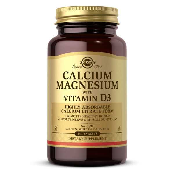 Solgar Calcium Magnesium with Vitamin D3 Tablets, 150 ct - Non GMO, Gluten Free, Dairy Free, Kosher
