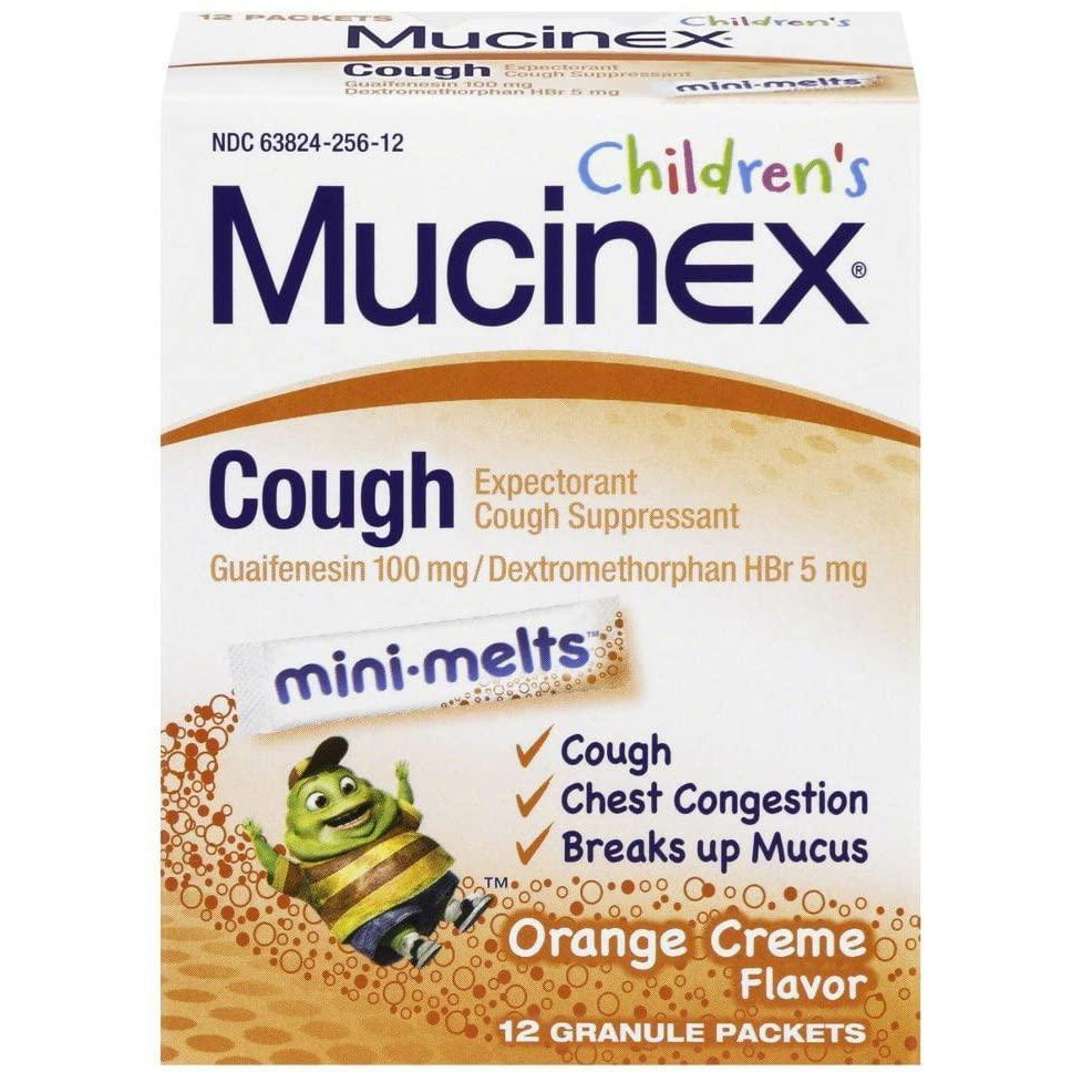 Mucinex Children's Cough Suppressant Mini-Melts, Orange Cream, 12 Granule Packets