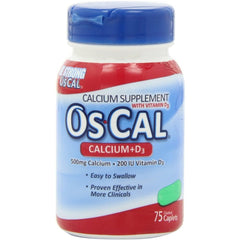 Os-Cal 500 mg Calcium + 200 IU D3, 75 caplets