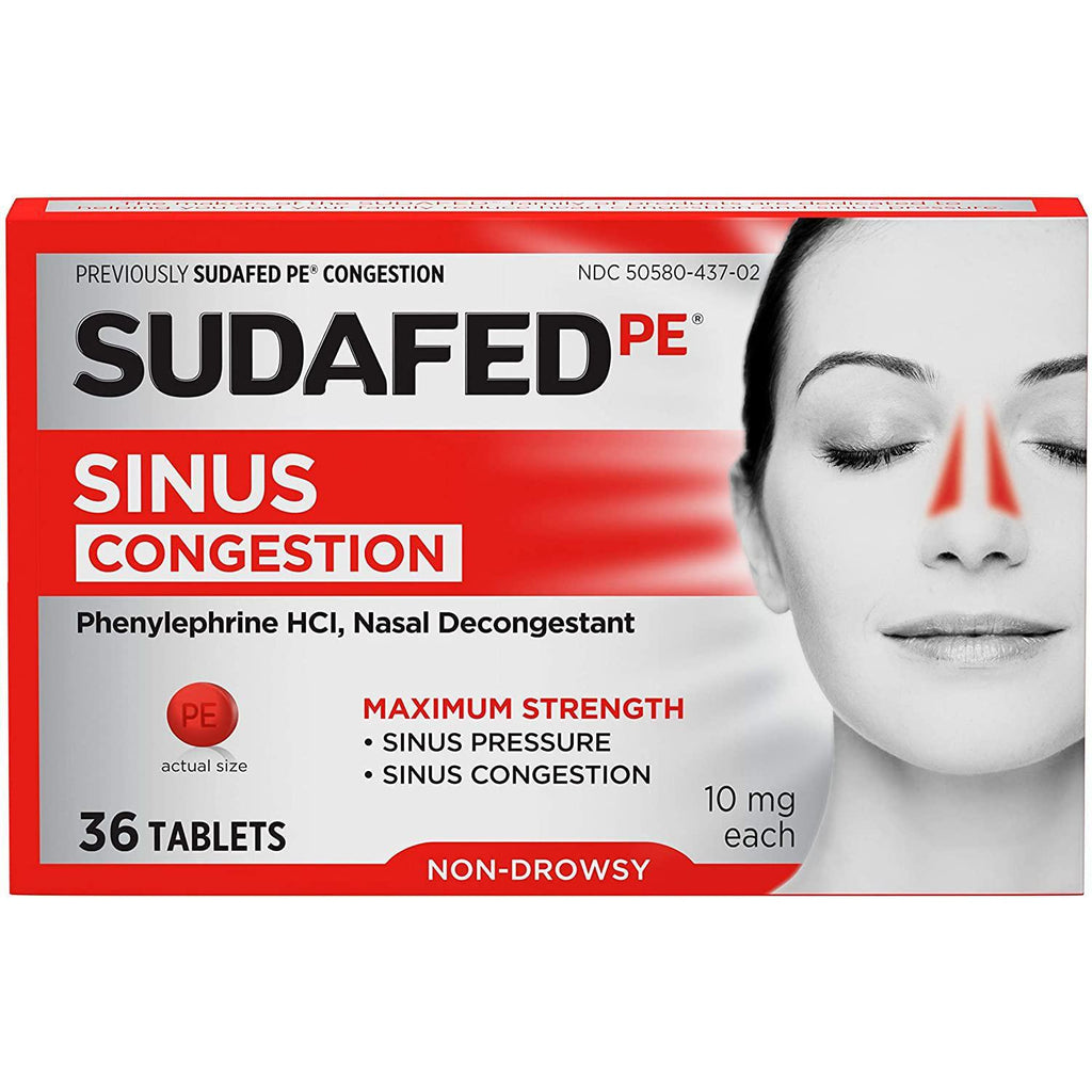 Sudafed PE Sinus Congestion Maximum Strength, 36 Tablets