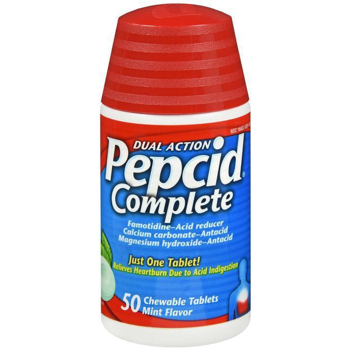 Pepcid Complete All-Day Heartburn Relief Tablets, Mint Flavored - 50 tablets
