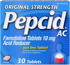 Pepcid AC Acid Reducer, Original Strength, 30 Tablets (1 Box)
