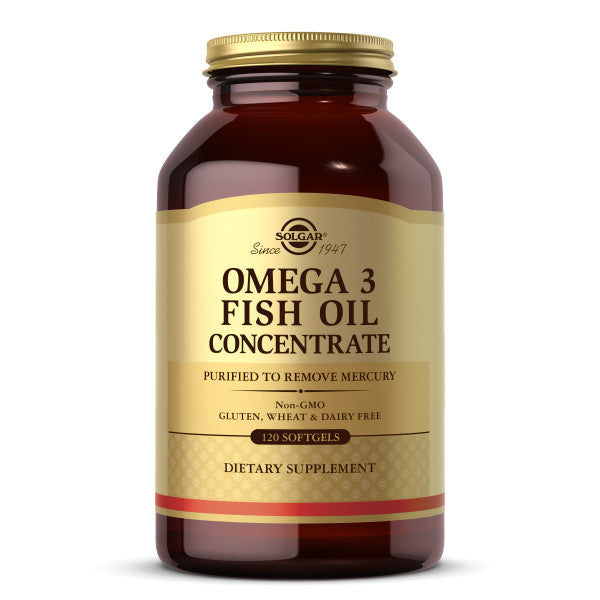 Solgar Omega-3 Fish Oil Concentrate Softgels, 120 ct - Purified to Remove Mercury - Non GMO, Dairy Free, Gluten Free