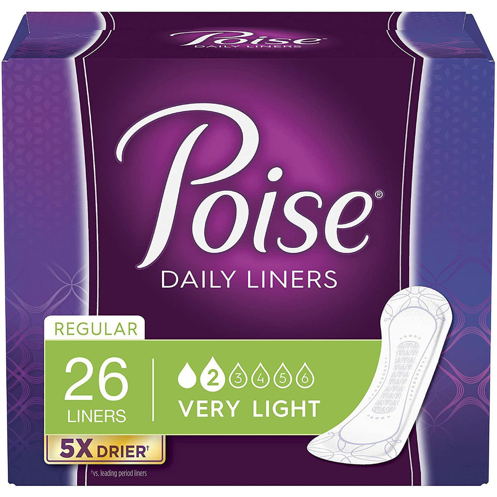 Poise Daily Incontinence Panty Liners, Very Light Absorbency, Regular, 26 Count