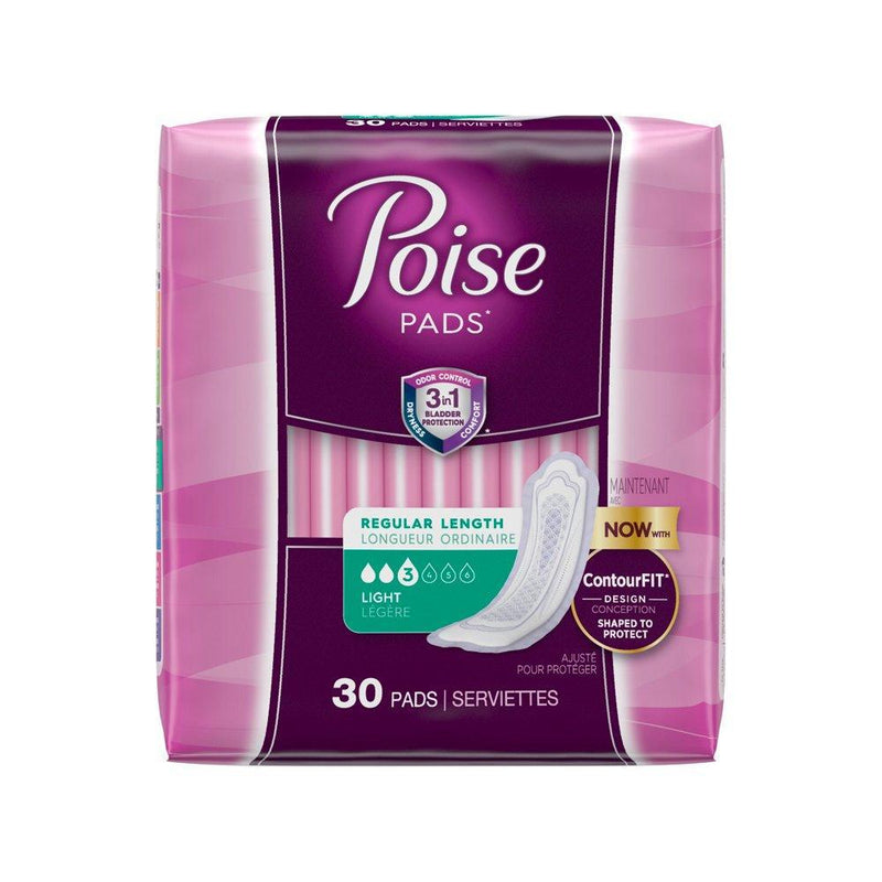 Poise Incontinence Ultra Thins, Regular Length, Light Absorbency, 30 ct