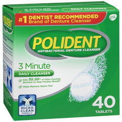 Polident 3 Minute Denture Cleanser Tablets, 40 count