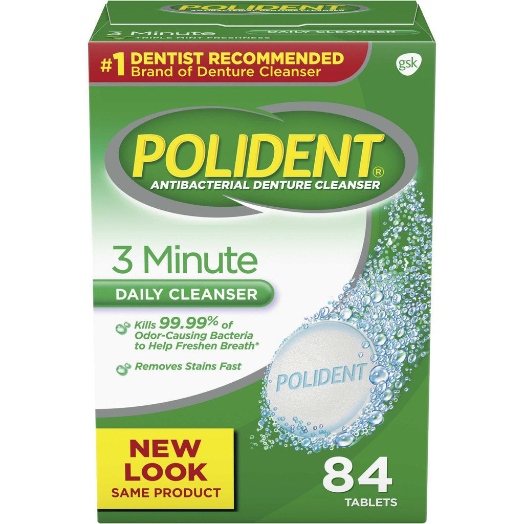 Polident 3 Minute Denture Cleanser Tablets, 84 count