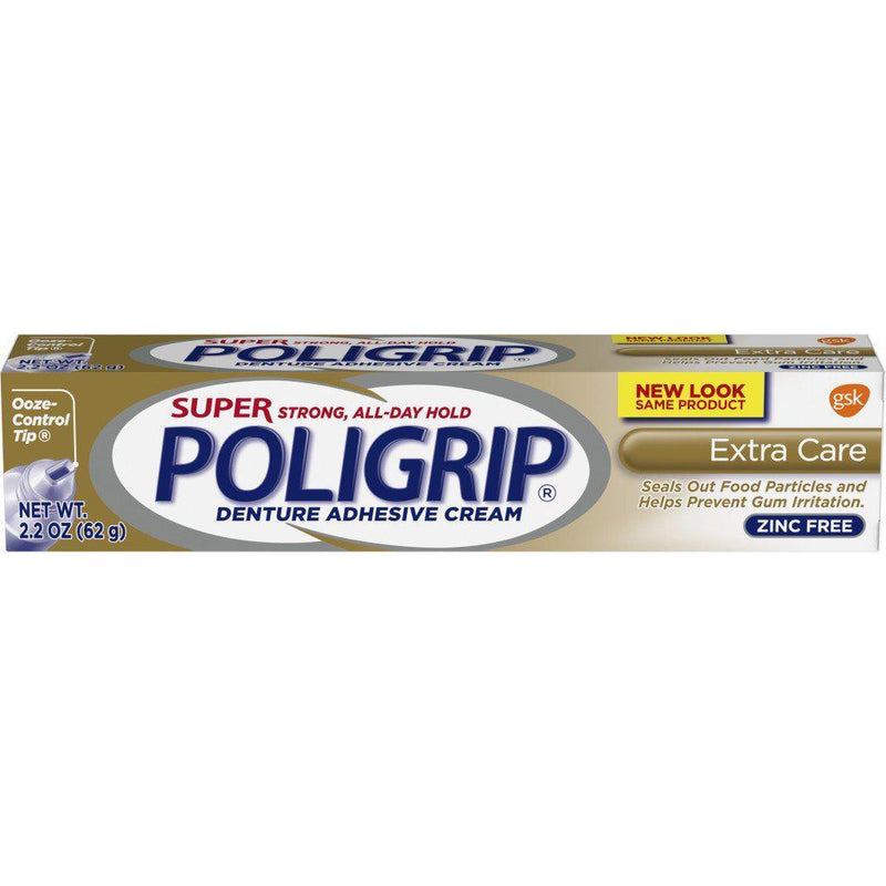 Poligrip Extra Care Zinc Free Denture Adhesive Cream - 2.2 Oz