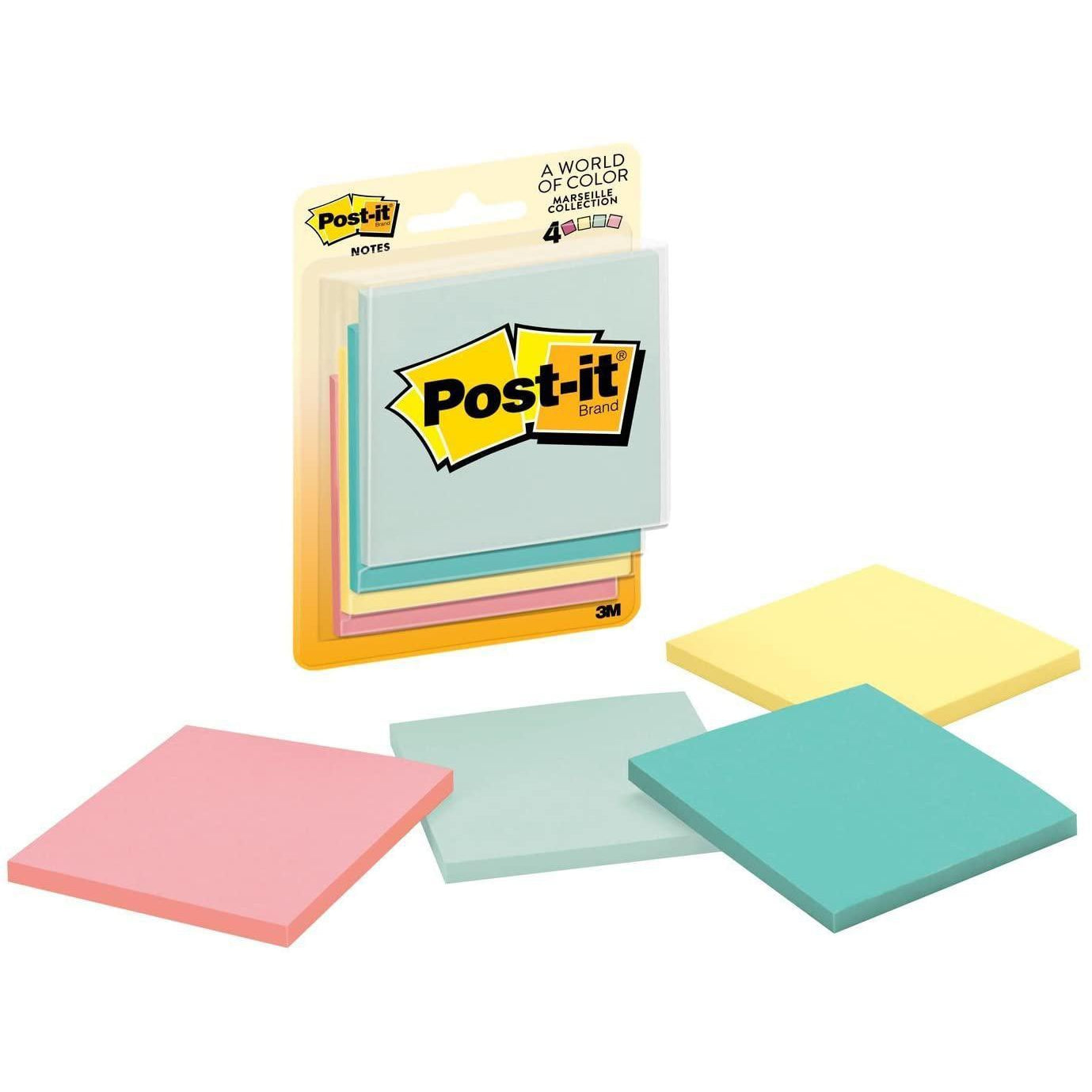 Post-it Notes, America's #1 Favorite Sticky Note, 3X3 Pastel - 4 Pads