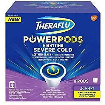 Theraflu PowerPods Nighttime Severe Cold, Honey Lemon Chamomile & White Tea, 8 Pods