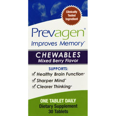 Prevagen Improves Memory - Regular Strength 10mg with Apoaequorin & Vitamin D - Chewables Mixed Berry Flavor, 30 Tablets