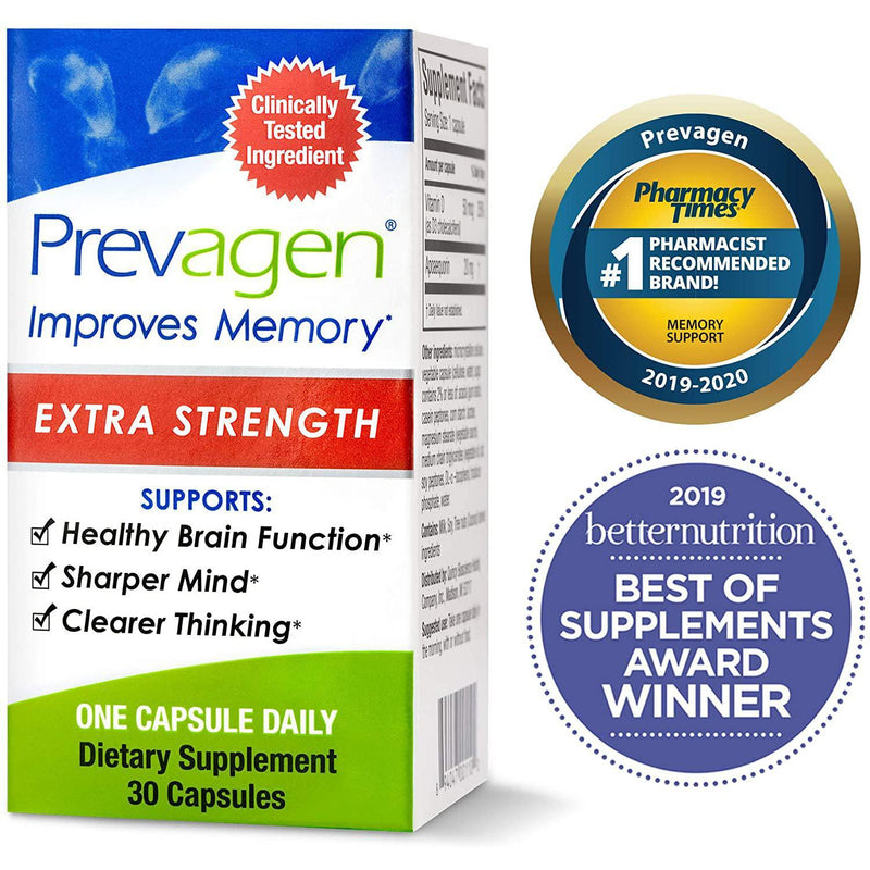 Prevagen Improves Memory - Extra Strength 20mg, 30 Capsules with Apoaequorin & Vitamin D - 30 Capules