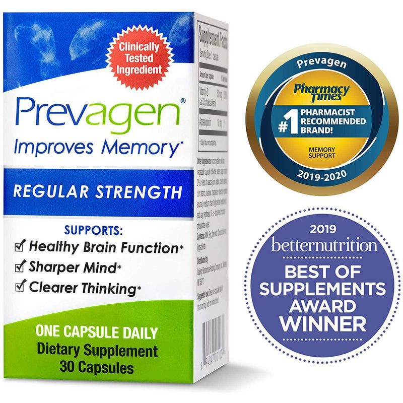 Prevagen Improves Memory - Regular Strength 10mg with Apoaequorin & Vitamin D, 30 Capsules