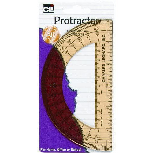 Charles Leonard Protractor, Open Center, 6 Inch, Clear Plastic in Assorted Colors, 1 Count
