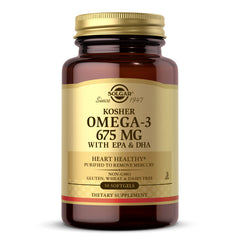 Solgar Kosher Omega-3 675 mg, 50 Softgels - Cardiovascular, Joint & Cellular Health - Omega-3 Fatty Acids EPA & DHA - Non-GMO, Gluten Free, Dairy Free, Kosher - 50 Servings