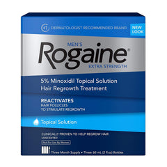 Men's Rogaine Extra Strength 5% Minoxidil Topical Solution for Hair Loss and Hair Regrowth, Topical Treatment for Thinning Hair, 3-Month Supply