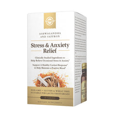 Solgar Stress & Anxiety Relief, 30 Tablets - Clinically Studied Ashwagandha & Saffron - Helps Relieve Occasional Stress & Anxiety, Helps Maintain a Positive Mood - Non-GMO, Gluten Free - 30 Servings