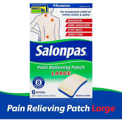 Salonpas Pain Relieving Patches, Large, 6 Count (3Pack)